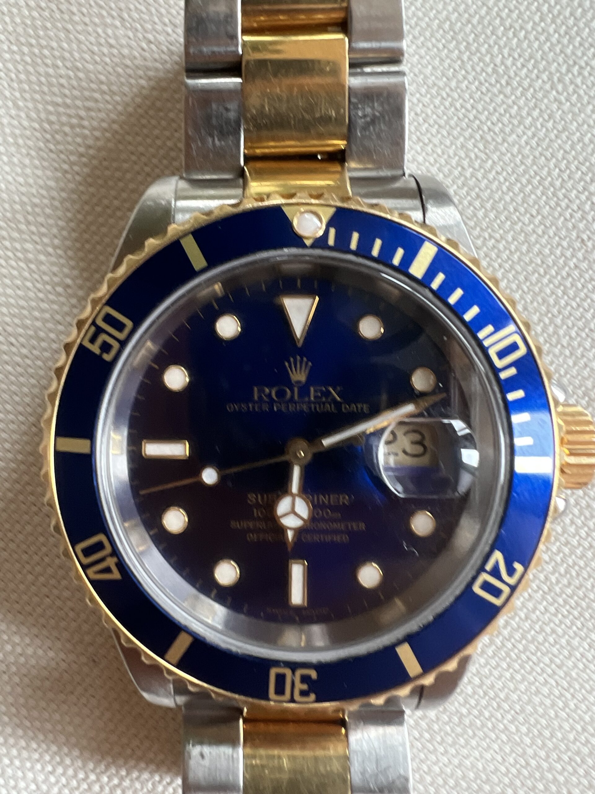 Vintage Rolex Submariner Blue Dial 16613 From Circa 2000 2001